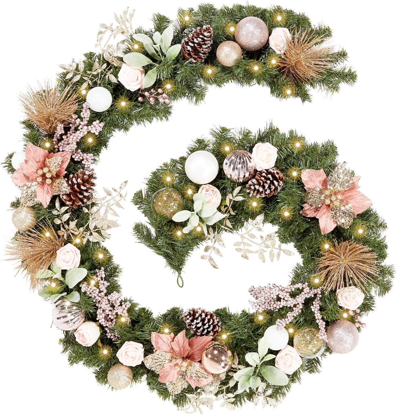 9ft Pre-lit Christmas Garland - 50 LED Lights, Battery Operated