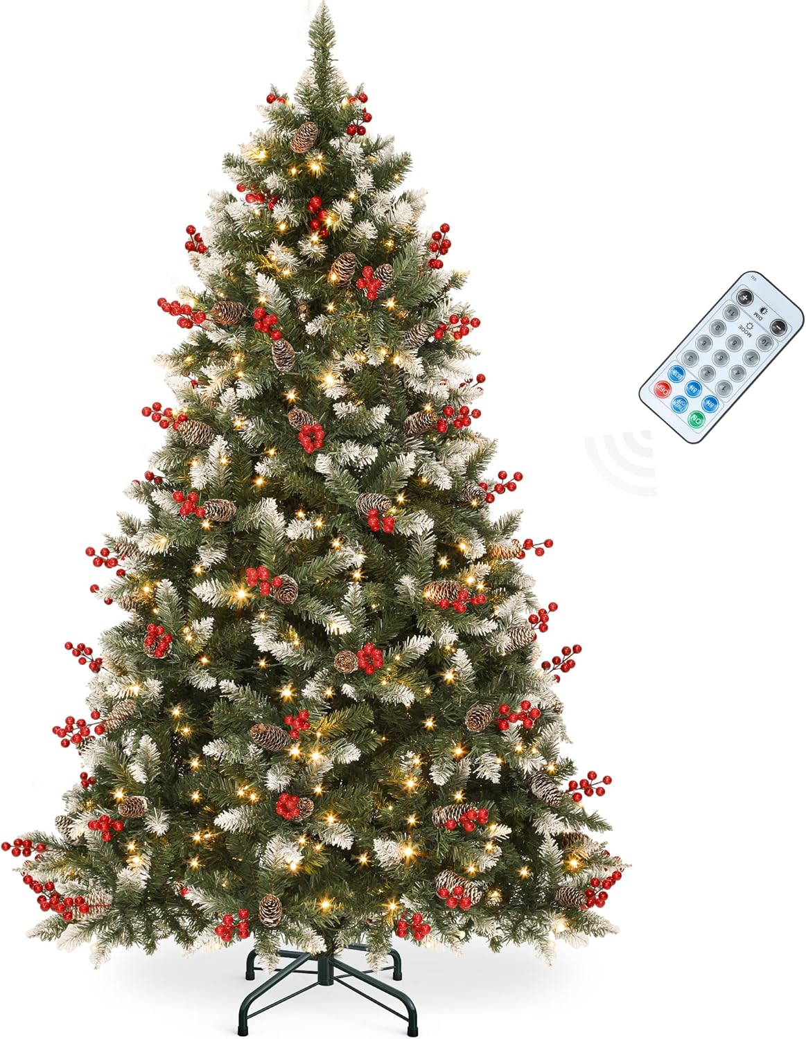 YITAHOME 6FT Pre-lit Frosted Pine Christmas Tree