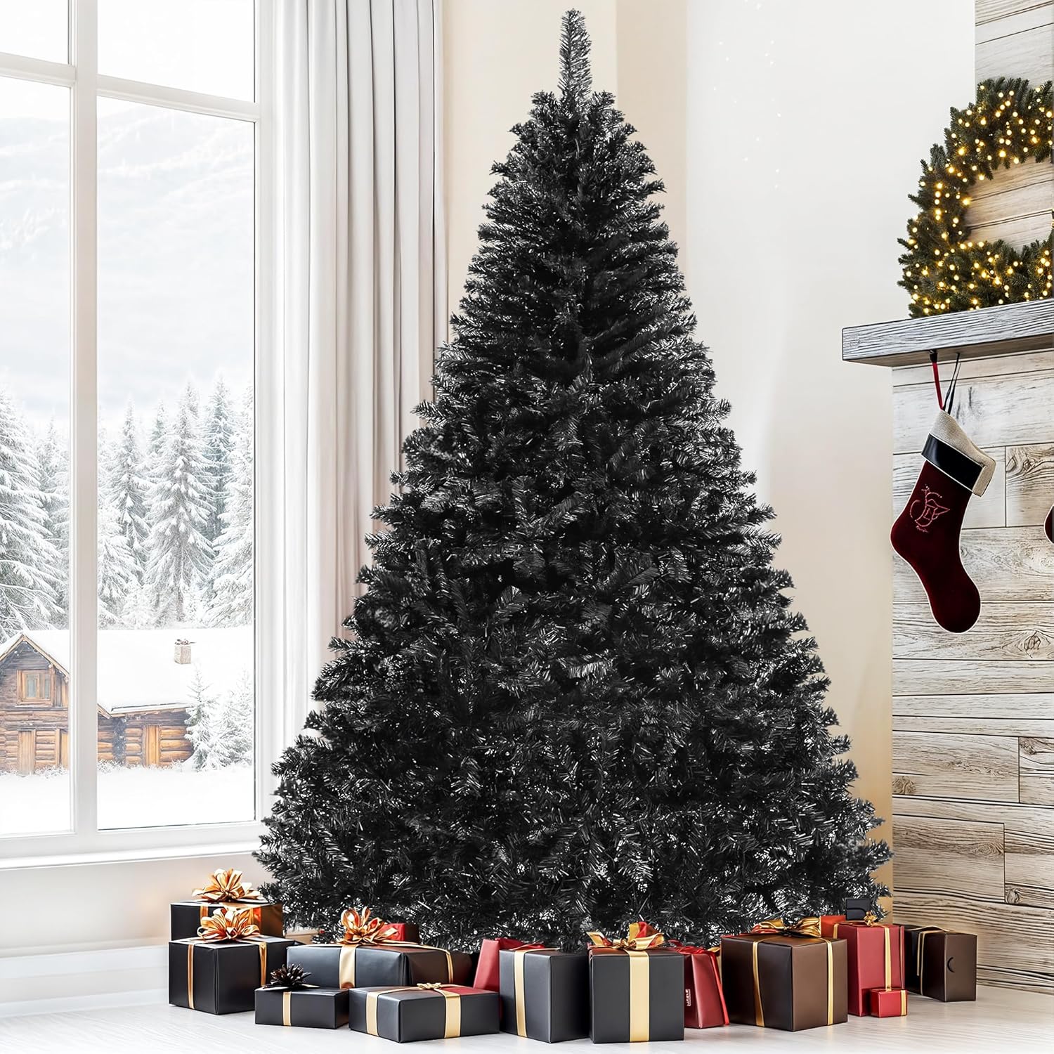 Flocked & Pre-Lit Christmas Trees with Lights & Bulbs